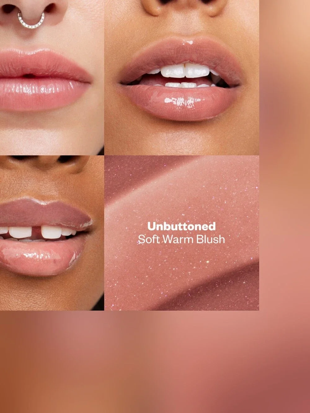 Kosas Wet Lip Oil Peptide Treatment Gloss (Shade: Unbuttoned, Soft Warm Blush)